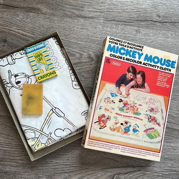 VINTAGE Walt Disney Mickey Mouse Color & Recolor Activity cloth 1983 Pastime Ind - Picture 8 of 11